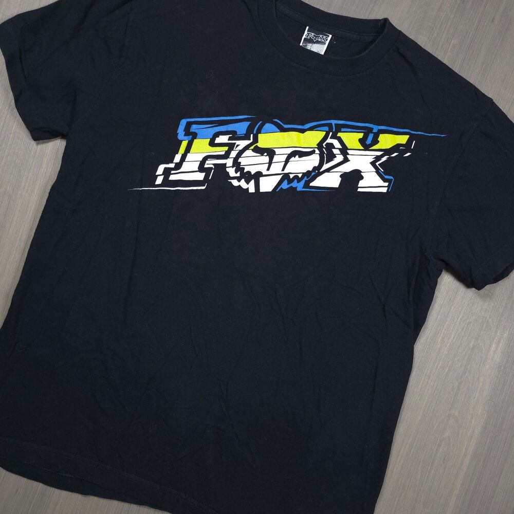 Vintage Fox Racing TShirt Size Large Black Motocross Tee